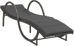 vidaXL - Ligbed - met - kussen - 60x199x42 - cm - poly - rattan - grijs