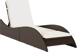 vidaXL - Ligbed - met - kussen - 60x205x73 - cm - poly - rattan - bruin