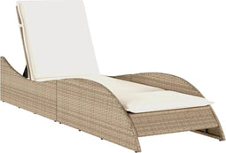 vidaXL - Ligbed - met - kussen - 60x205x73 - cm - poly - rattan - beige