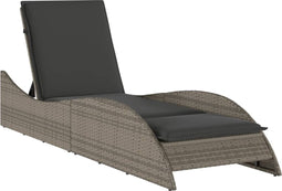 vidaXL - Ligbed - met - kussen - 60x205x73 - cm - poly - rattan - grijs