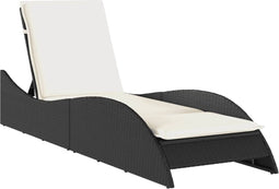 vidaXL - Ligbed - met - kussen - 60x205x73 - cm - poly - rattan - zwart