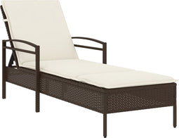 vidaXL - Ligbed - met - kussen - 63x200x81 - cm - poly - rattan - bruin