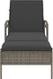 vidaXL - Ligbed - met - kussen - 63x200x81 - cm - poly - rattan - grijs
