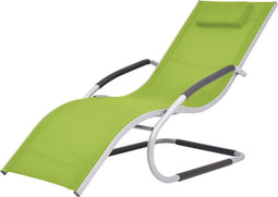 vidaXL - Ligbed - met - kussen - aluminium - en - textileen - groen