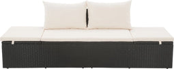 vidaXL - Ligbed - met - kussen - en - sierkussens - poly - rattan - zwart