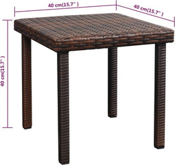vidaXL - Ligbed - met - kussen - en - tafel - poly - rattan - bruin