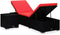 vidaXL - Ligbed - met - kussen - en - theetafel - poly - rattan - rood