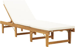 vidaXL - Ligbed - met - kussen - inklapbaar - massief - acaciahout