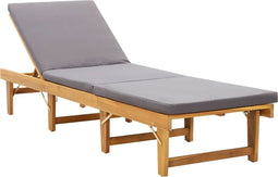 vidaXL - Ligbed - met - kussen - inklapbaar - massief - acaciahout