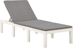 vidaXL - Ligbed - met - kussen - kunststof - wit