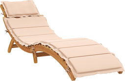 vidaXL - Ligbed - met - kussen - massief - acaciahout - beige