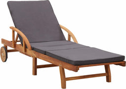 vidaXL - Ligbed - met - kussen - massief - acaciahout