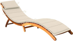 vidaXL - Ligbed - met - kussen - massief - acaciahout