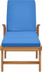 vidaXL - Ligbed - met - kussen - massief - teakhout - blauw