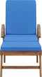 vidaXL - Ligbed - met - kussen - massief - teakhout - blauw