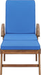 vidaXL - Ligbed - met - kussen - massief - teakhout - blauw