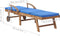 vidaXL - Ligbed - met - kussen - massief - teakhout - blauw
