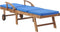 vidaXL - Ligbed - met - kussen - massief - teakhout - blauw