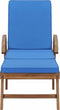 vidaXL - Ligbed - met - kussen - massief - teakhout - blauw