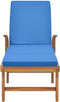vidaXL - Ligbed - met - kussen - massief - teakhout - blauw