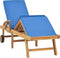 vidaXL - Ligbed - met - kussen - massief - teakhout - blauw