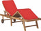 vidaXL - Ligbed - met - kussen - massief - teakhout - rood