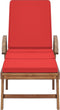 vidaXL - Ligbed - met - kussen - massief - teakhout - rood