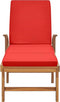 vidaXL - Ligbed - met - kussen - massief - teakhout - rood