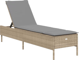 vidaXL - Ligbed - met - kussen - poly - rattan - beige