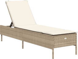 vidaXL - Ligbed - met - kussen - poly - rattan - beige