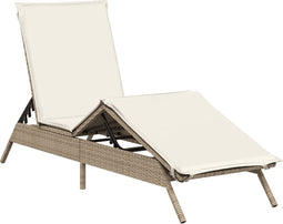 vidaXL - Ligbed - met - kussen - poly - rattan - beige