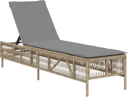vidaXL - Ligbed - met - kussen - poly - rattan - beige