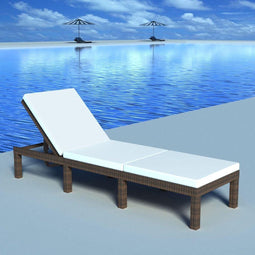vidaXL - Ligbed - met - kussen - poly - rattan - bruin