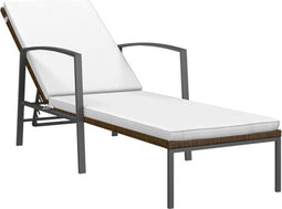 vidaXL - Ligbed - met - kussen - poly - rattan - bruin