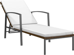 vidaXL - Ligbed - met - kussen - poly - rattan - bruin