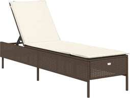 vidaXL - Ligbed - met - kussen - poly - rattan - bruin