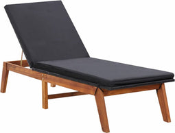 vidaXL - Ligbed - met - kussen - poly - rattan - en - massief - acaciahout