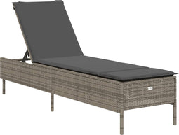 vidaXL - Ligbed - met - kussen - poly - rattan - grijs