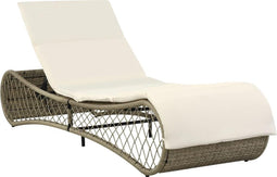 vidaXL - Ligbed - met - kussen - poly - rattan - grijs