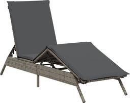 vidaXL - Ligbed - met - kussen - poly - rattan - grijs