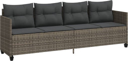 vidaXL - Ligbed - met - kussen poly - rattan - grijs
