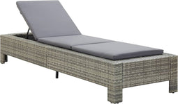vidaXL - Ligbed - met - kussen - poly - rattan - grijs