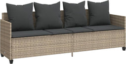 vidaXL - Ligbed - met - kussen poly - rattan - lichtgrijs