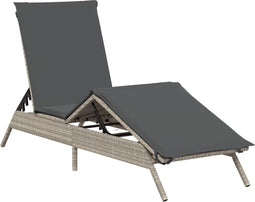 vidaXL - Ligbed - met - kussen - poly - rattan - lichtgrijs