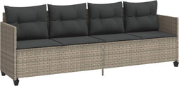 vidaXL - Ligbed - met - kussen poly - rattan - lichtgrijs