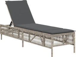 vidaXL - Ligbed - met - kussen - poly - rattan - lichtgrijs