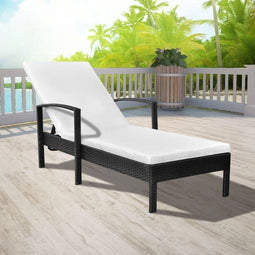 vidaXL - Ligbed - met - kussen - poly - rattan - zwart