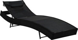 vidaXL - Ligbed - met - kussen - poly - rattan - zwart