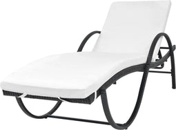 vidaXL - Ligbed - met - kussen - poly - rattan - zwart