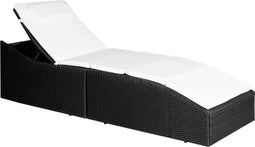 vidaXL - Ligbed - met - kussen - poly - rattan - zwart